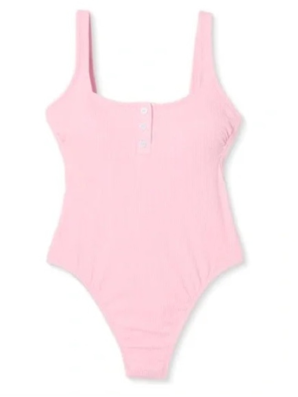 Stoney Clover Lane Size S Ribbed Heart Buttons One-Piece Bathing Suit - Pink